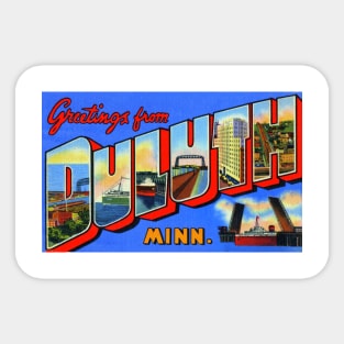 Greetings from Duluth Minnesota - Vintage Large Letter Postcard Sticker